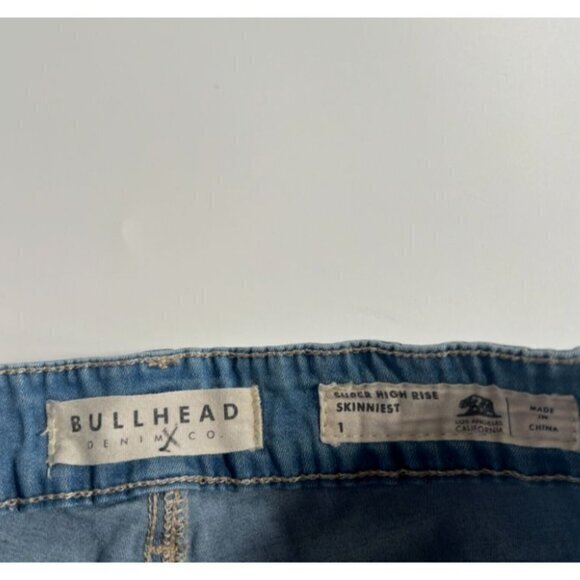Bullhead Jeans Juniors 1 Skinniest Super High Rise Denim Light Blue Wash Stretch - Picture 7 of 12